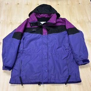 Vintage Columbia Jacket Womens Large Purple Hooded Insulated Ski Parka Zip